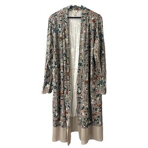 LOGO Lori Goldstein Leticia Duster Cardigan XL Mosaic Abstract Business Office